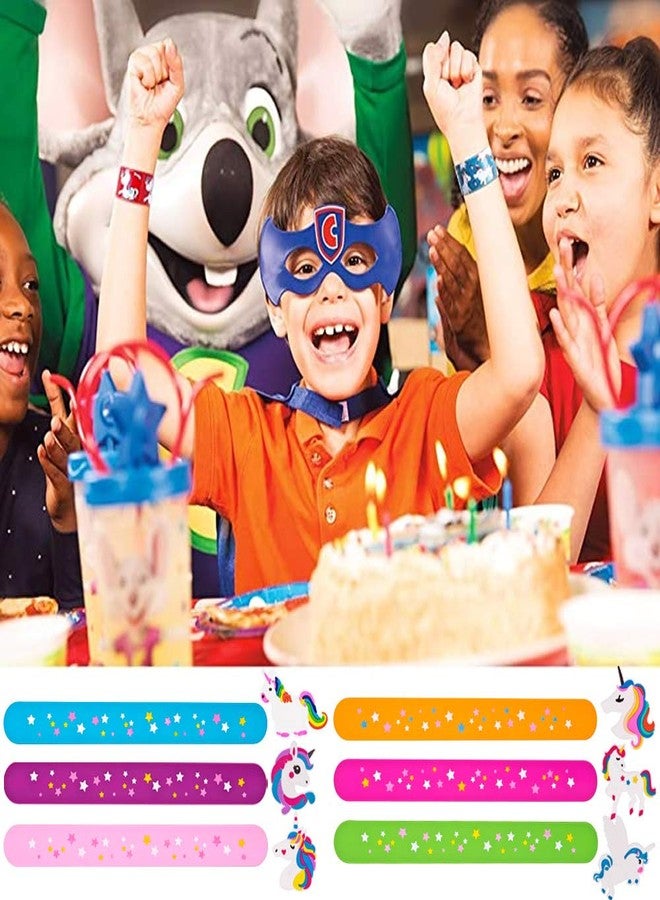 Tense 6 Pcs Colorful Star Slap Bracelets, Silicone Unicorn Wristband for Kids Boys & Girls Birthday Party Supplies Favors - Image 5